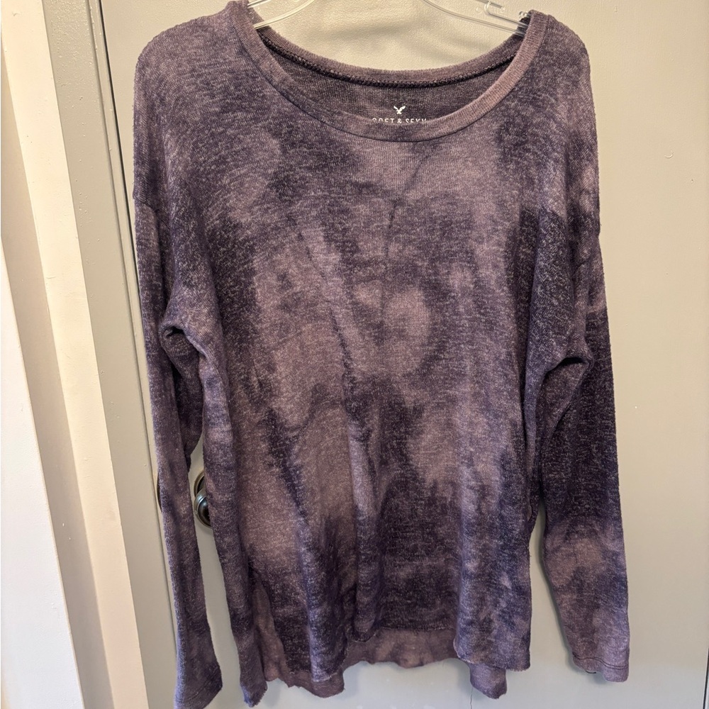 American Eagle Outfitters Purple Gray Long Sleeve Sweatshirt